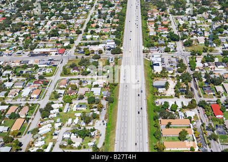 Aerial view of highway through residential area, Florida, United States Stock Photo