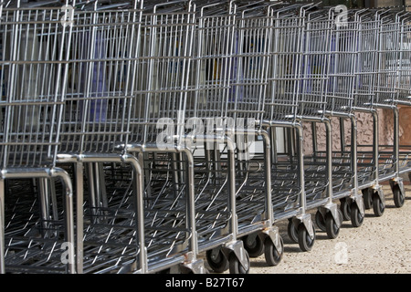 Row of shopping carts Stock Photo