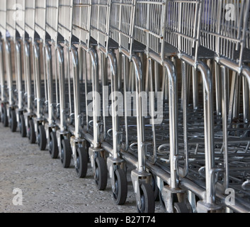 Row of shopping carts Stock Photo