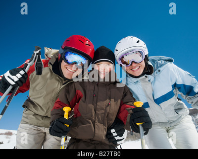 Family wearing ski gear Stock Photo