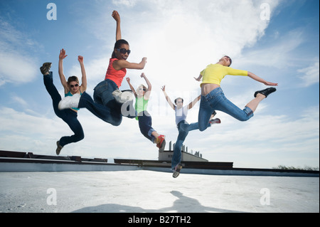 Multi-ethnic group performing modern dance Stock Photo