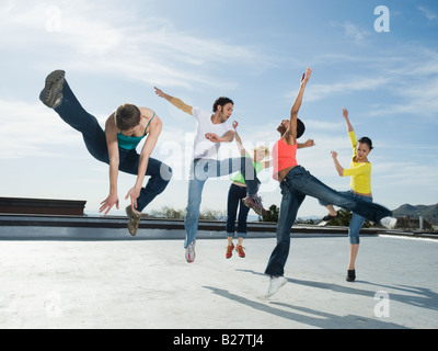 Multi-ethnic group performing modern dance Stock Photo