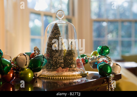 Christmas decorations on table Stock Photo
