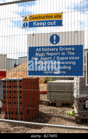 A warning sign on a U.K. construction site Stock Photo