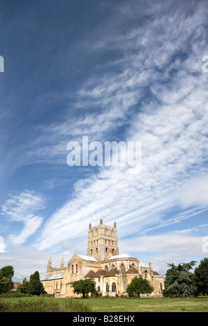 Tewkesbury's 12th century classic medieval Abbey Stock Photo