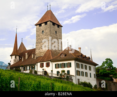 Spiez Castle in Spiez in the canton of Bern, Switzerland Stock Photo