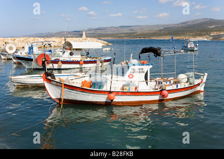 Fishing boats in Agios Georgios harbour on the west coast of Cyprus Stock Photo