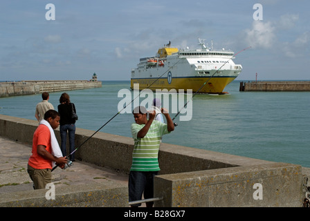 The Cote D albatre ferry enters the harbour at Dieppe France Europe The ship is enroute from Newhaven in England Stock Photo