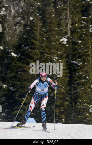 Cross Coutry Ski Racers callahan valley whistler  British Columbia Canada Stock Photo