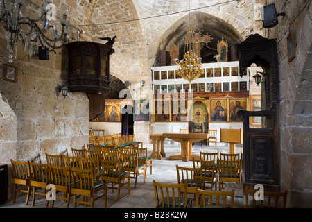 The interior of Agia Kyriaki Chrysopolitissa Church built on the site of an Early Christian Basilica at Kato Pafos, Cyprus Stock Photo