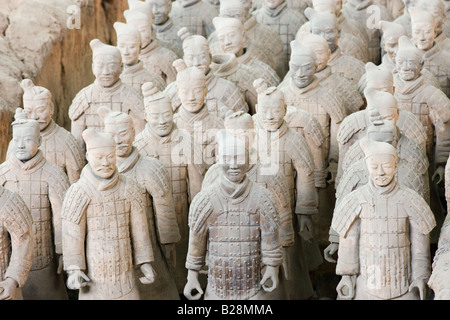 Infantry men figures in Pit 1 at Qin Museum exhibition halls of Terracotta Warriors Xian China Stock Photo