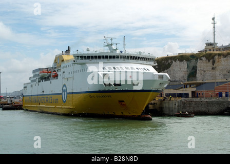 The Cote D albatre ferry alongside the harbour at Dieppe France Europe The ship is enroute from Newhaven in England  LD Lines Stock Photo