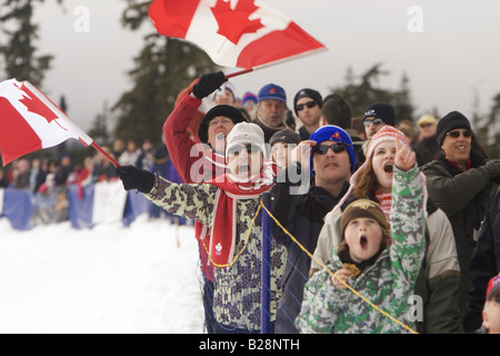 People celebrating Whistler British Columbia Canada, callahan valley, Stock Photo