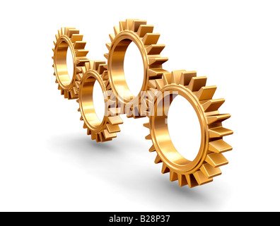 3D render on interlocking gears Stock Photo