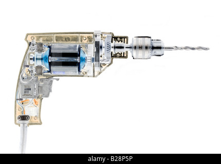 cutaway inside workings of an electric drill Stock Photo