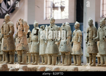 Incomplete infantry men figures at Qin Museum exhibition halls of Terracotta Warriors Xian China Stock Photo