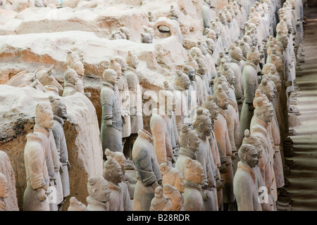 Infantry men figures in Pit 1 at Qin Museum exhibition halls of Terracotta Warriors Xian China Stock Photo