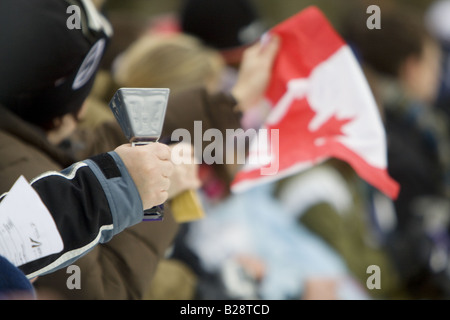 People celebrating Whistler British Columbia Canada Stock Photo