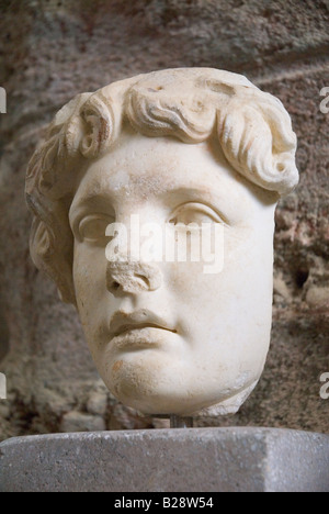 Apollo head, Side Museum, Antalya, Turkey Stock Photo