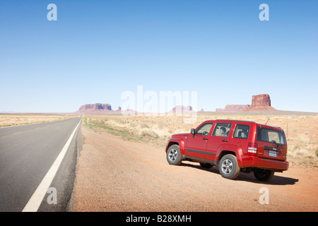 View of Monument Valley Looking North on US route 163 in Utah USA Stock Photo