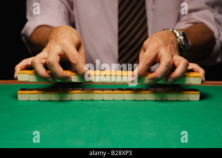 Mahjong players Stock Photo