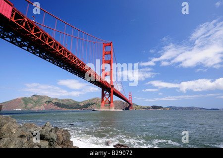 Golden Gate Bridge from Fort Point on a clear spring morning landscape orientation Stock Photo