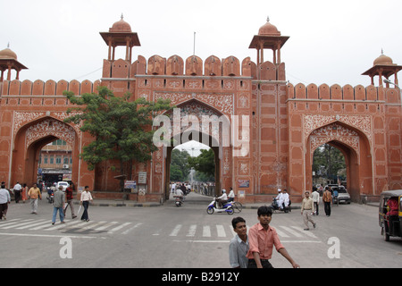 Ajmeri gate to Pink city in Jaipur, India. Jaipur is the capital of Rajasthan state, India. Stock Photo