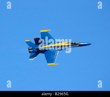 A close up of the Blue Angel 4 plane at San Francisco Fleet 2006 The pilot can be clearly seen through the canopy Stock Photo