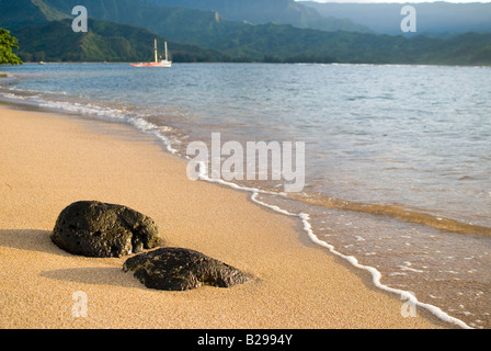 The beach at the St. Regis Princeville Resort, Kauai, Hawaii. USA. Stock Photo