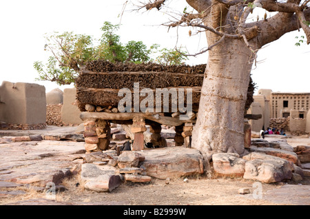 High Ogle Amimist Village Elders Meeting Place Dogan Country Bandiagara Escarpment Mali Stock Photo