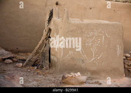 High Ogle Amimist Village Elders Meeting Place Dogan Country Bandiagara Escarpment Mali Stock Photo