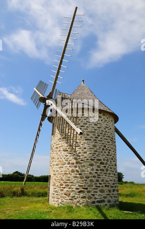 Windmill at Pointe du Van , Brittany France Stock Photo