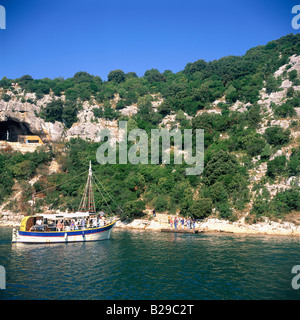 CROATIA Istria Near Rovinj Boat in Limski Fjord Stock Photo