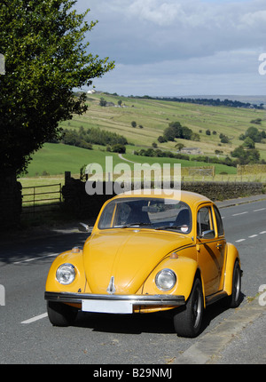 Place Old but cheerful Beetle in Pennine Moors Bronte Country County West Yorkshire Country UK England Stock Photo