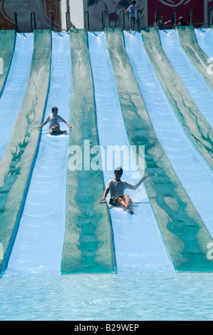 Israel Sfaim water Park summer fun on water slides Stock Photo