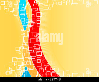Vector illustration of a modern template background with flowing lined art and squares Celebration color scheme Stock Photo