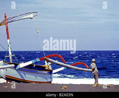 Outrigger boat Klungkung Bali Indonesia Stock Photo