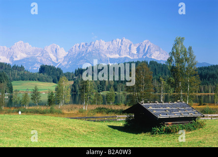 AUSTRIA Tirol Schwarzsee and Wilder Kaiser Mountain Stock Photo
