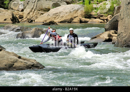 White water rubber rafting in Ohiopyle State park in Pennsylvania Stock Photo