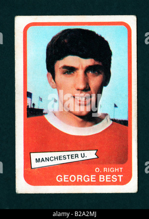 Bubble gum trading card of Manchester United footballer George Best produced by A & BC in 1968 Stock Photo