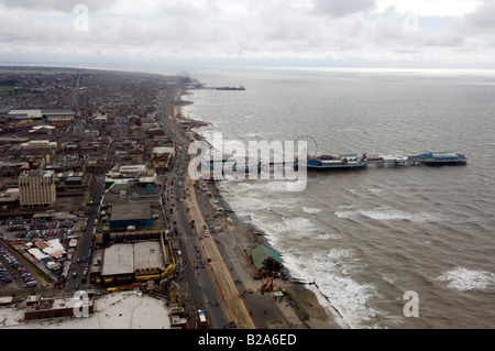 View of the Central Pier and Beach from the top of the Blackpool Tower, Blackpool, Lancashire Stock Photo
