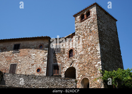 typical stone buildings in the piazza 4 novembre radda in chianti tuscany italy europe Stock Photo