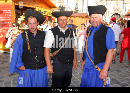 Hungarian Wranglers in Traditional Costumes Gastronomy Festival Castle District Budapest Hungary Europe Stock Photo