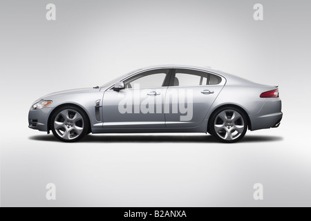 2009 Jaguar XF Supercharged in Silver - Drivers Side Profile Stock Photo