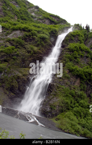 Bridal veil waterfall. Alaska Stock Photo