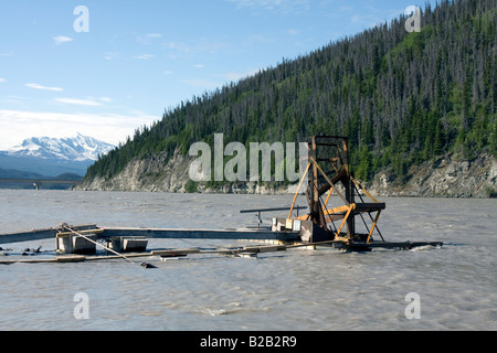 Fishing wheel, for automated catching of salmon in Copper River near Chitina, Alaska. Stock Photo