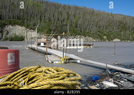 Fishing wheel, for automated catching of salmon in Copper River near Chitina, Alaska. Stock Photo