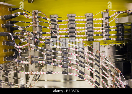 Wires and cables in a Rolls Royce jet engine production factory Derbyshire United Kingdom Stock Photo