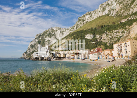 Catalan Bay Gibraltar Beach village and The Caleta hotel Stock Photo