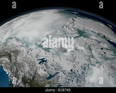 Sea ice above North America on April 26, 2006. Stock Photo